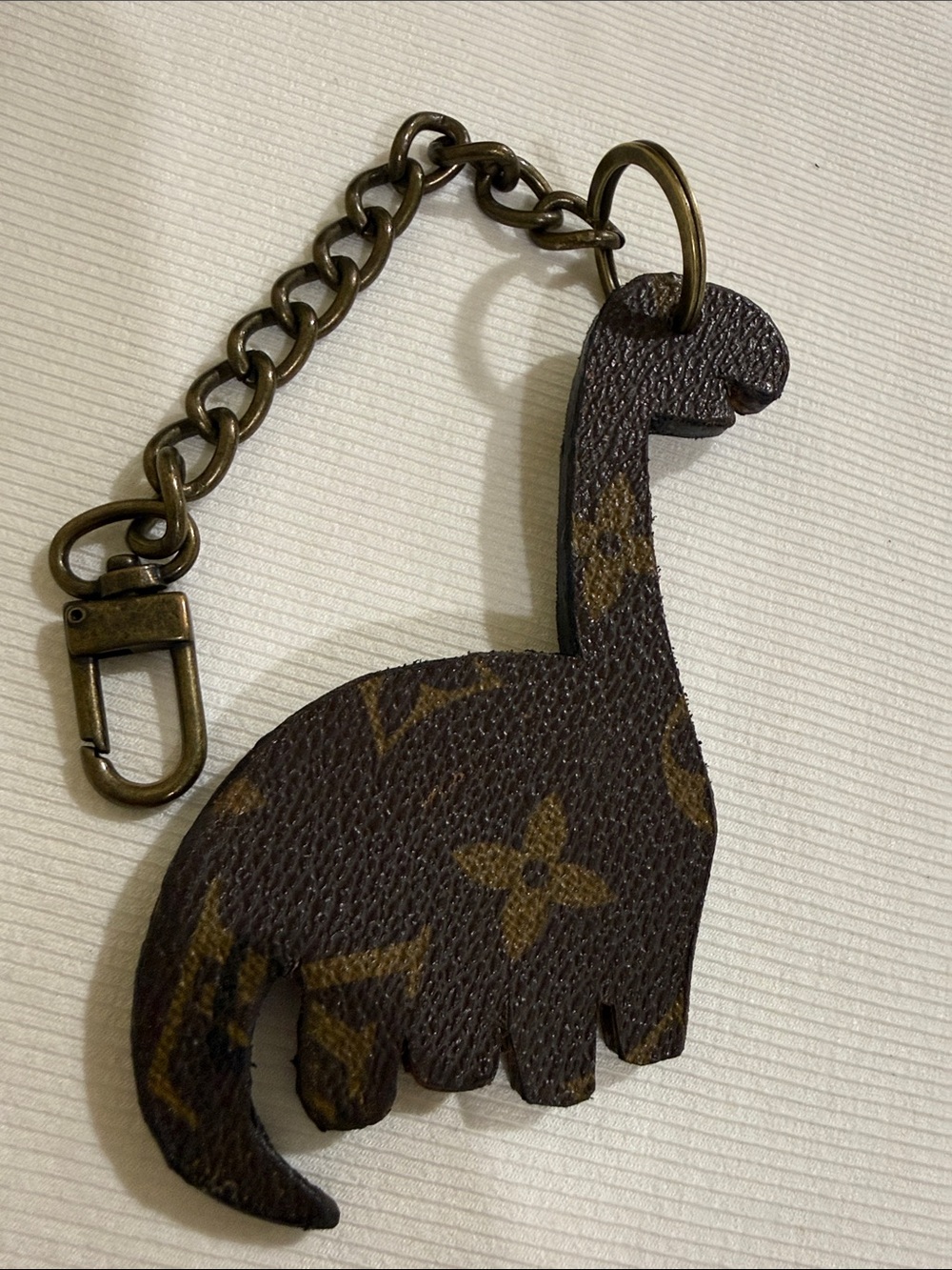Up cycled Monogram Giraffe Keychain in Brown
